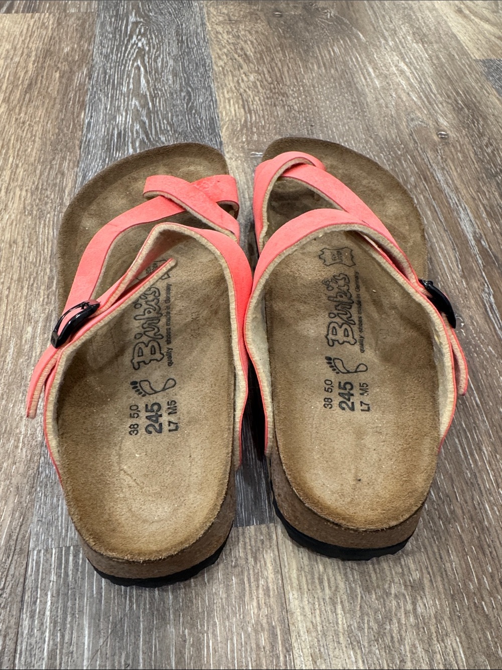 Like new, Birkenstocks (Birki’s), size 7 (38), coral - Picture 3 of 6